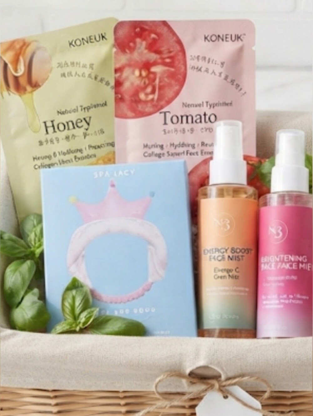 Spa Brightening & Hydrating Face Refresher, Masks, Headband